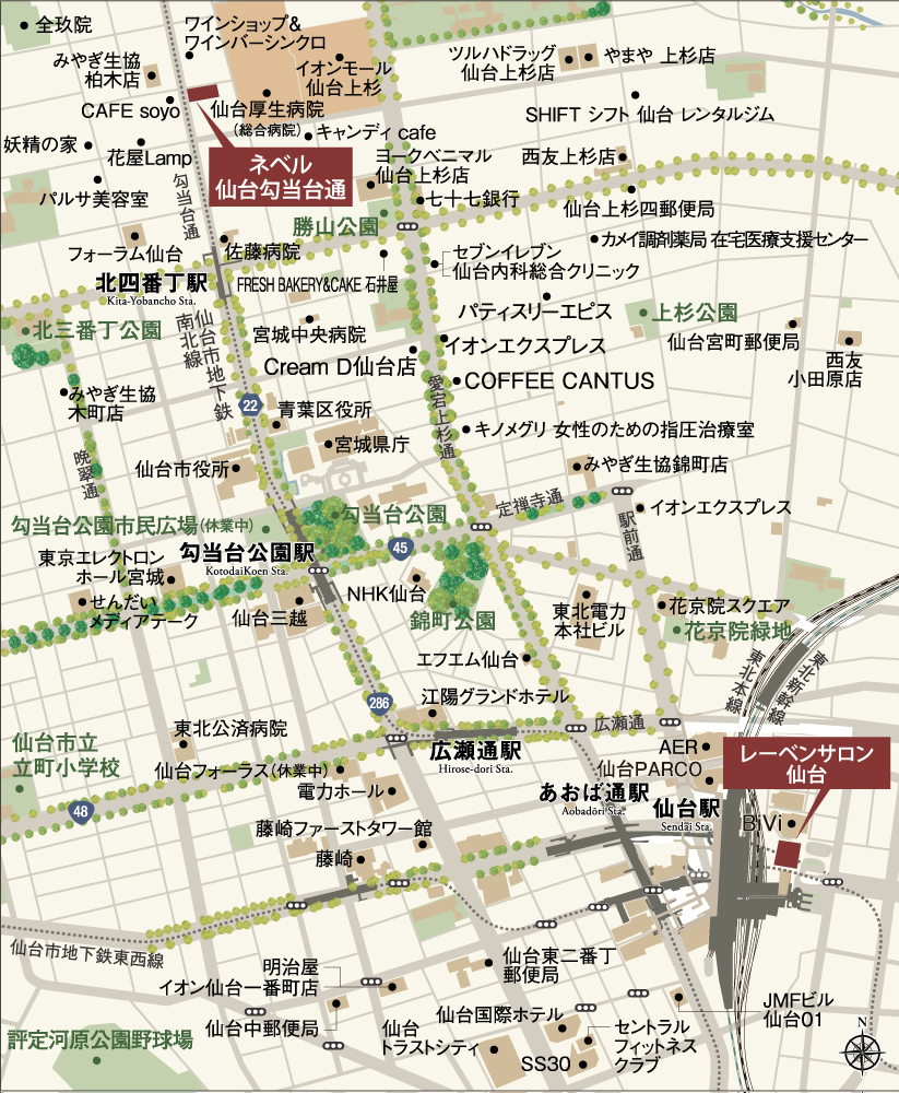 ネベル仙台勾当台通：案内図