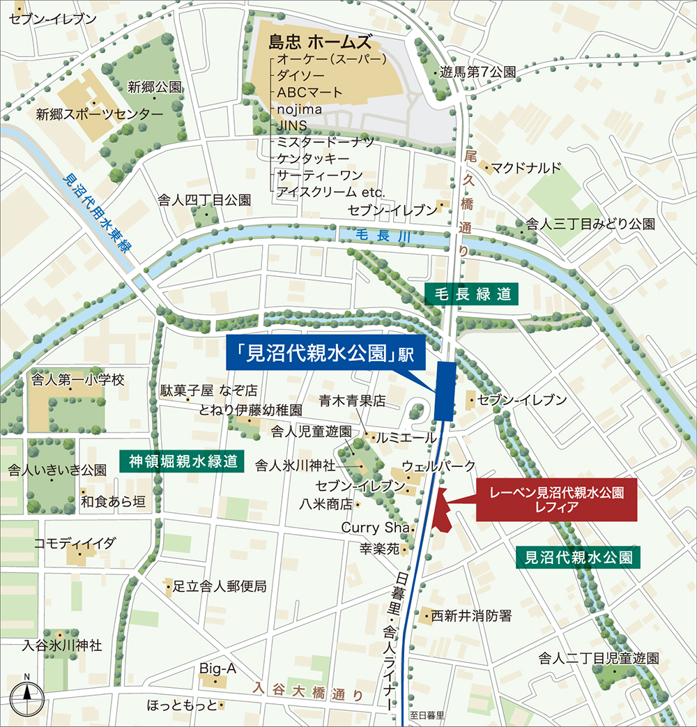 レーベン見沼代親水公園レフィア：案内図