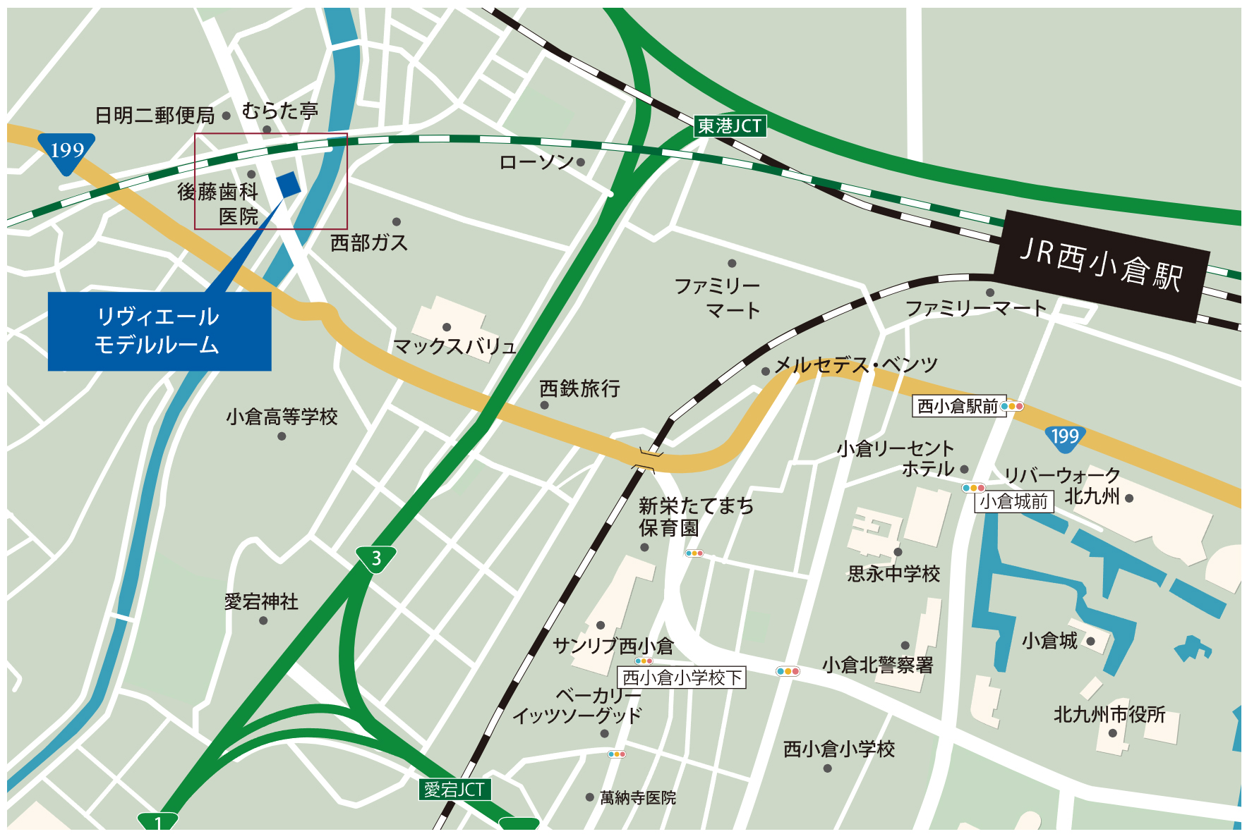 リヴィエール南小倉駅前パークシティ：モデルルーム地図