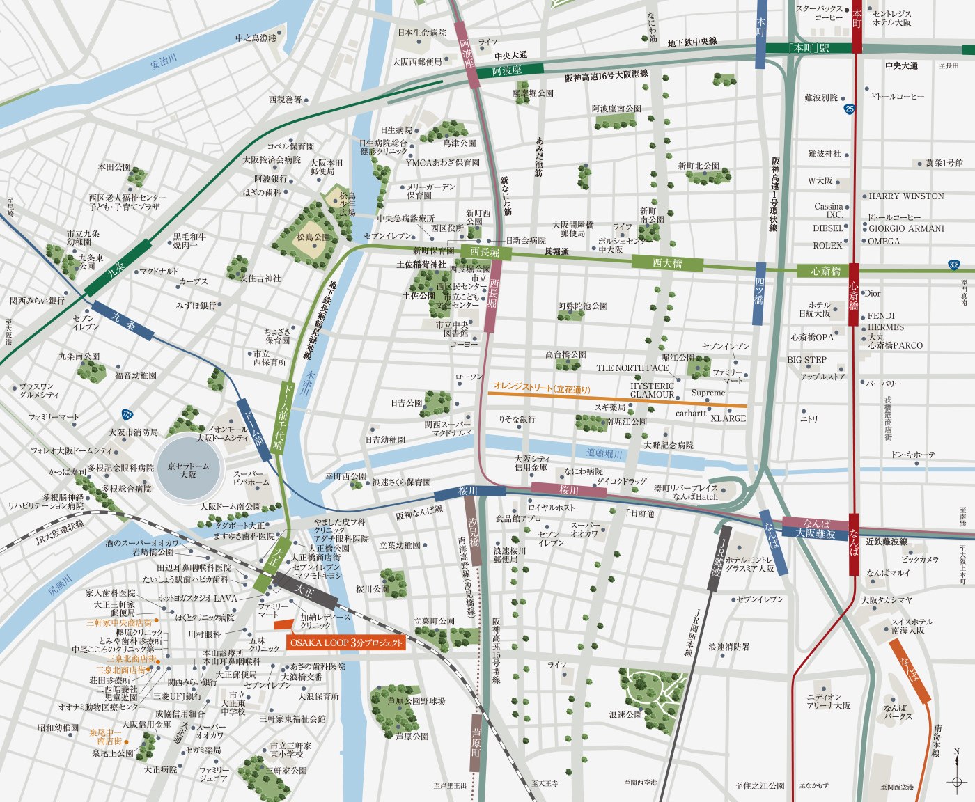 OSAKA LOOP 3分プロジェクト：案内図