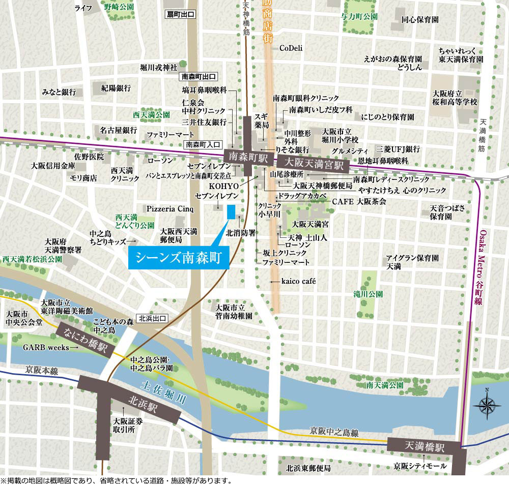 シーンズ南森町：案内図