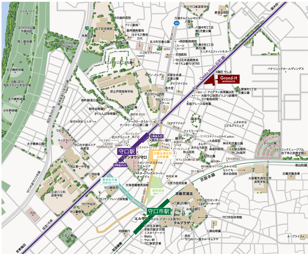 グランアッシュ守口：案内図