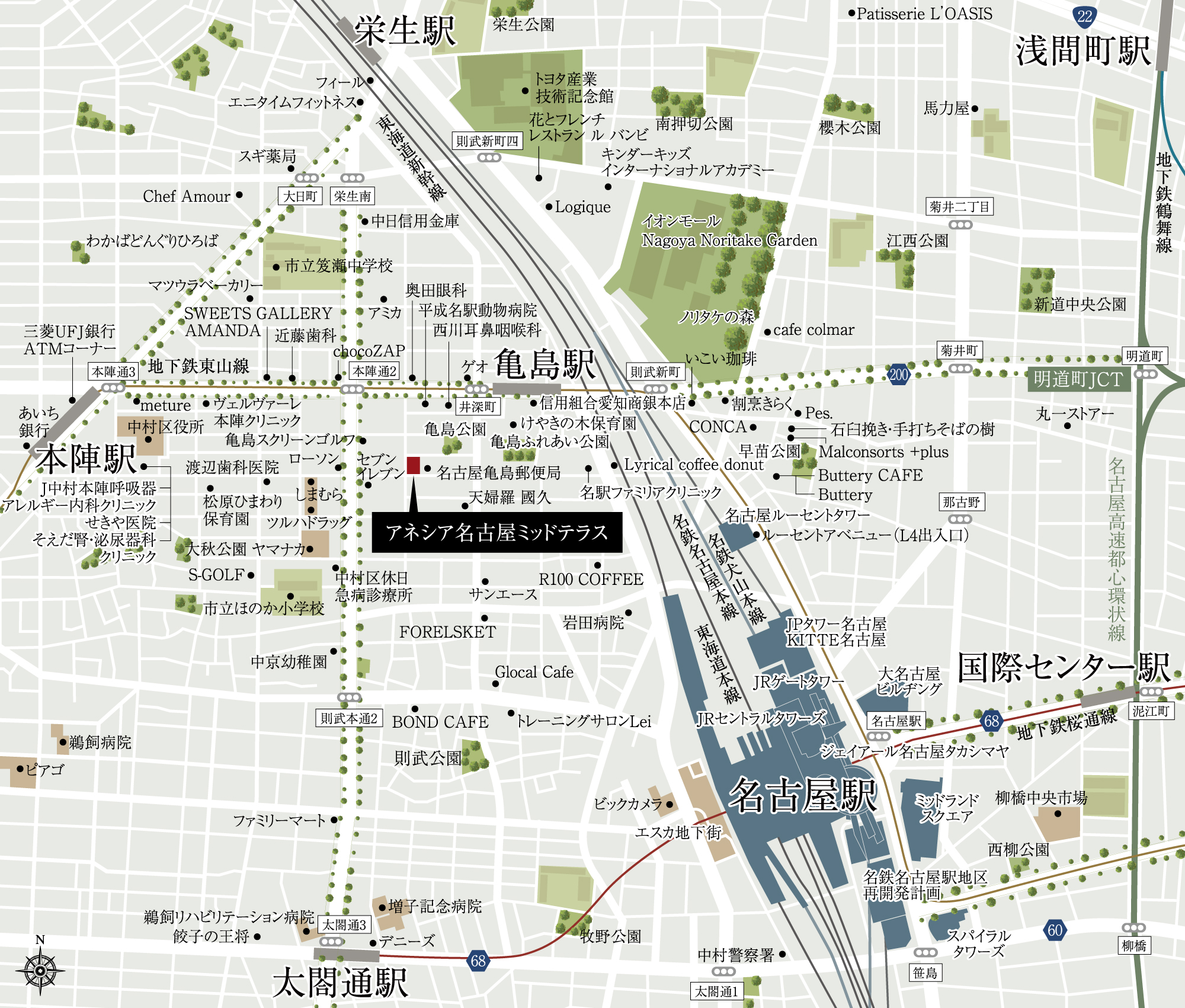 アネシア名古屋ミッドテラス：案内図