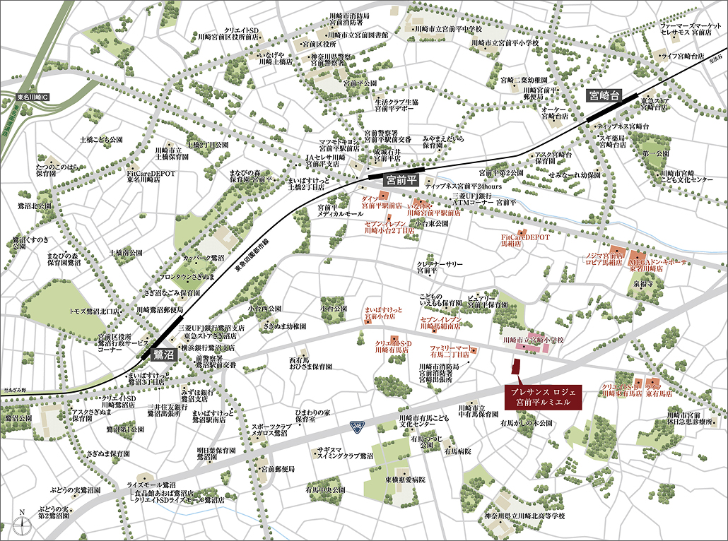 プレサンス ロジェ 宮前平ルミエル：案内図