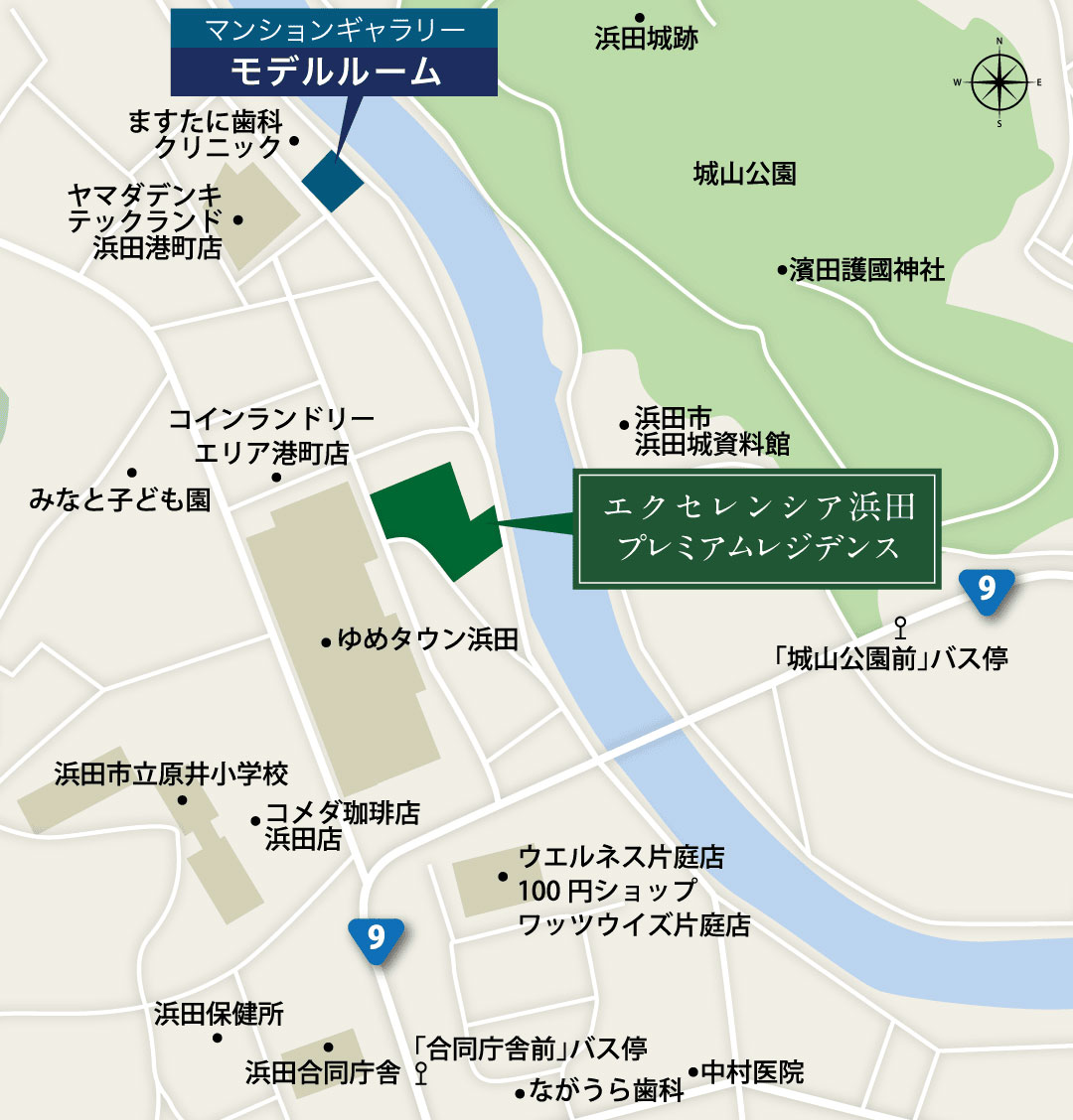 エクセレンシア浜田プレミアムレジデンス：モデルルーム地図