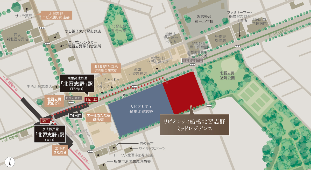 リビオシティ船橋北習志野ミッドレジデンス：案内図