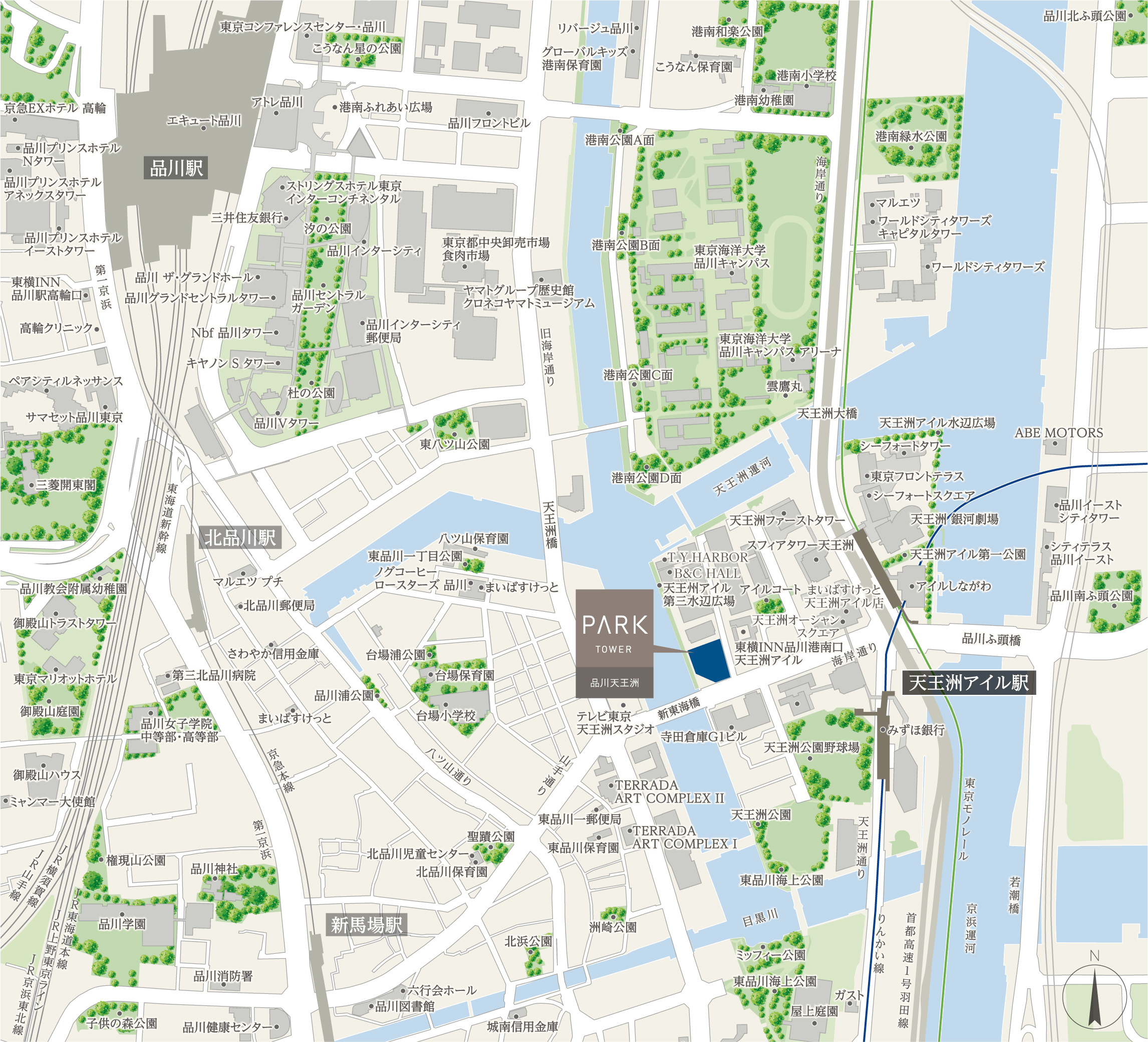 パークタワー品川天王洲：案内図