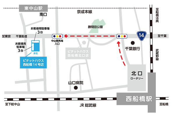 ピタットハウス西船橋14号店　株式会社アイ・ユニットコーポレーションの周辺地図