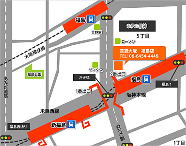 賃貸大阪株式会社　福島店の周辺地図