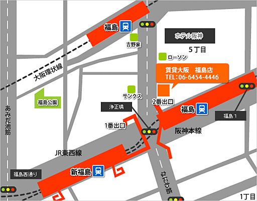 賃貸大阪株式会社　福島店の周辺地図