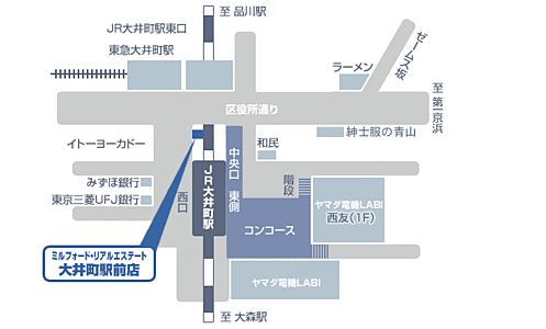 株式会社ミルフォード・リアルエステート　大井町駅前店の周辺地図