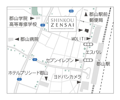 株式会社深考全幸 郡山オフィスの周辺地図
