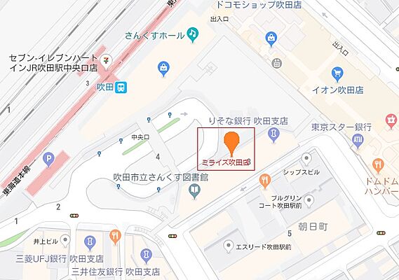 コアレイズ株式会社　ミライズ吹田店の周辺地図
