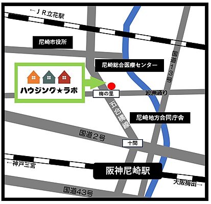 ハウジングラボ　株式会社関西グローバルラボ　不動産事業部の周辺地図