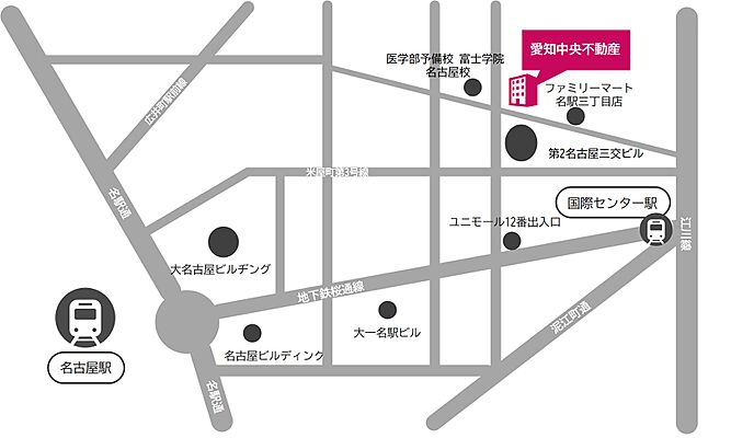 愛知中央不動産株式会社の周辺地図