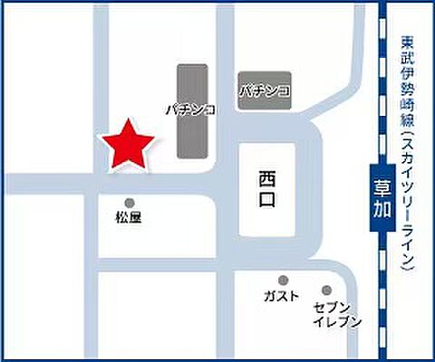 ハウスドゥ　草加駅前　株式会社ギフト・パートナーズの周辺地図