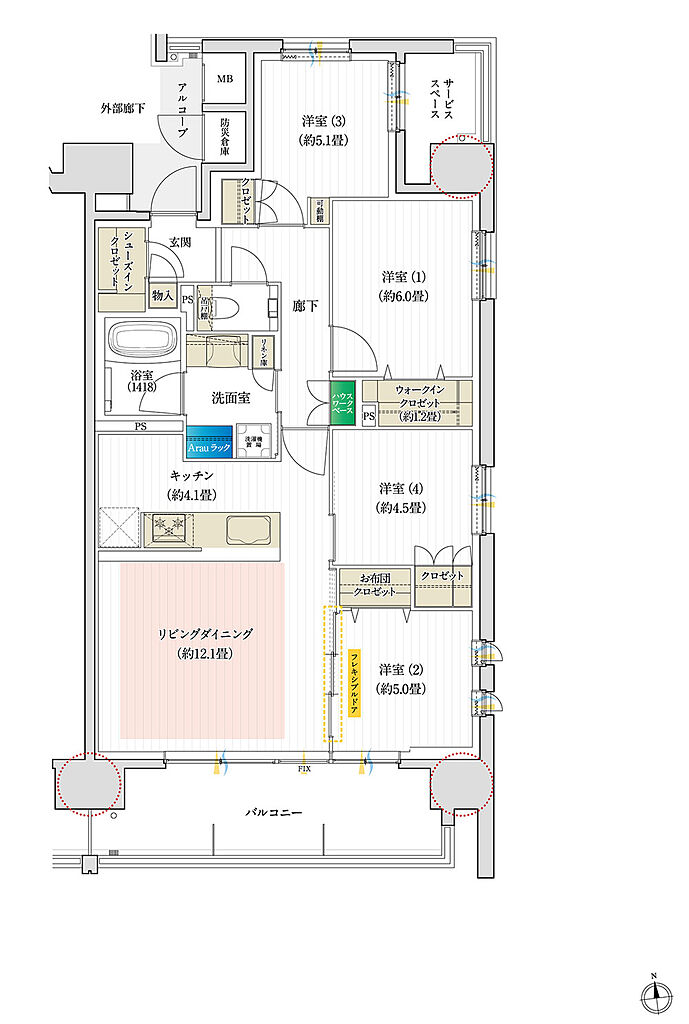 デュオヒルズ一宮ザ・レジデンス 間取り 【第2期1次以降】 E