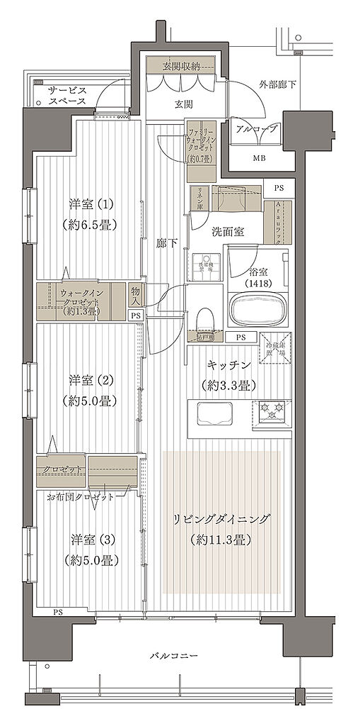 デュオヒルズ麓山ザ・レジデンス 間取り 【ウィンターシーズン以降】A