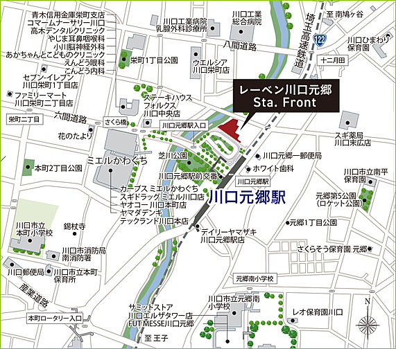 レーベン川口元郷 Sta. Front 現地案内図
