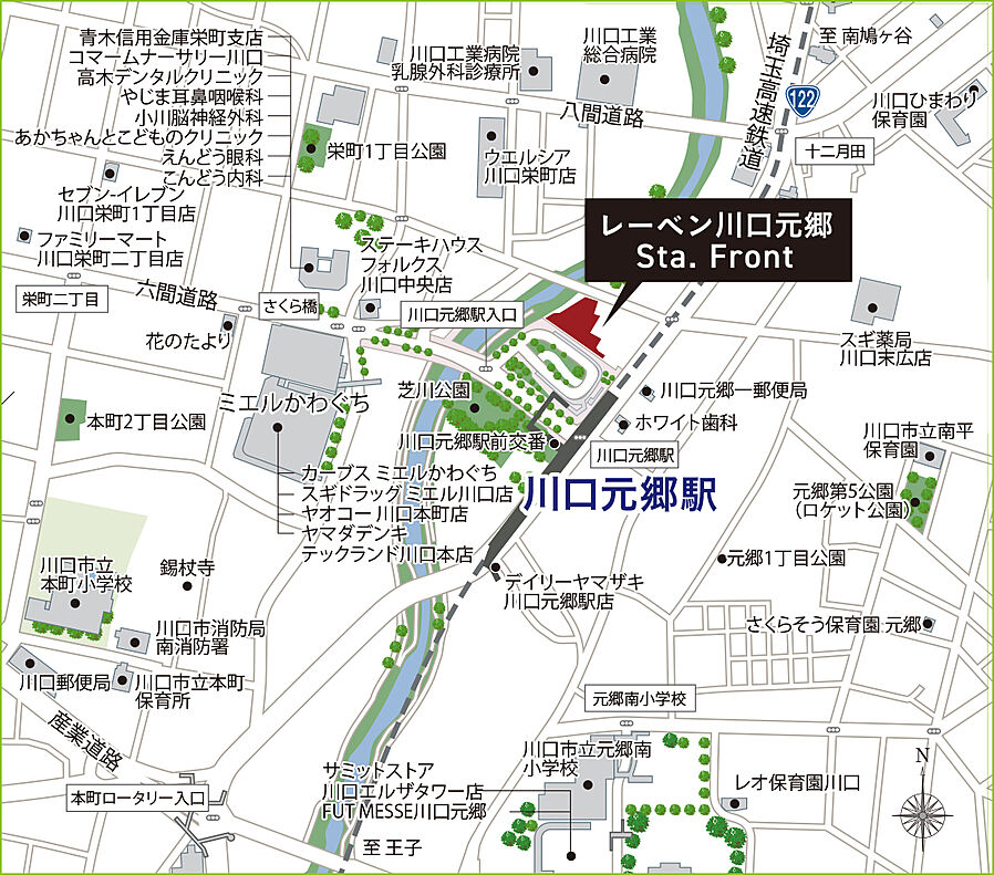 レーベン川口元郷 Sta. Front：案内図