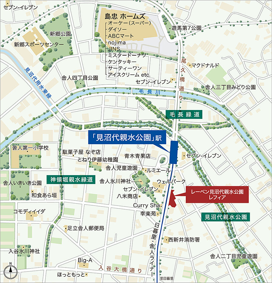 レーベン見沼代親水公園レフィア：案内図