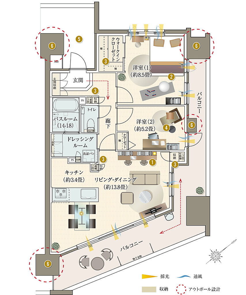 サーパス庚午中ザ・レジデンス 間取り C【MENU】
