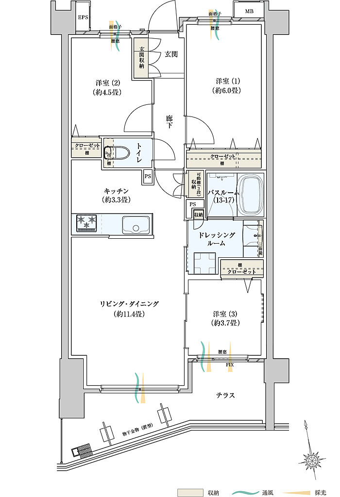 サーパスみずほ台ガーデンフォート 間取り G1