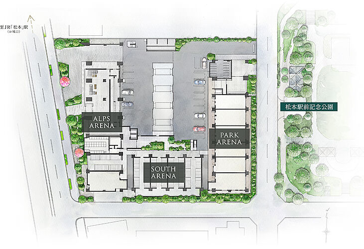 ザ・レジデンス松本深志 敷地配置イラスト