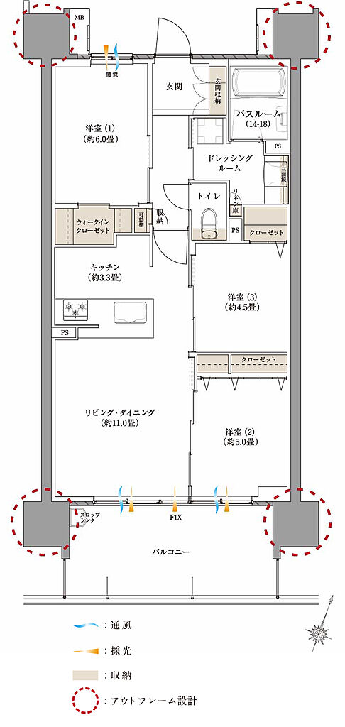 サーパス藤枝サウスフォート 間取り B