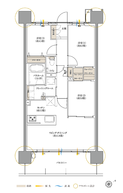 ザ サンズ新宮中央 間取り D
