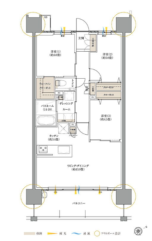 ザ サンズ新宮中央 間取り K