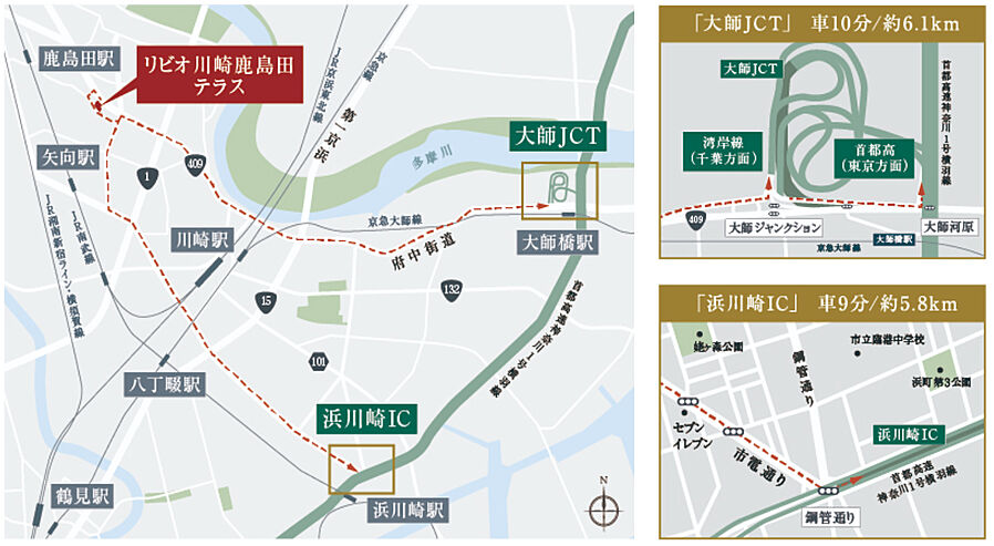 リビオ川崎鹿島田テラス：交通図