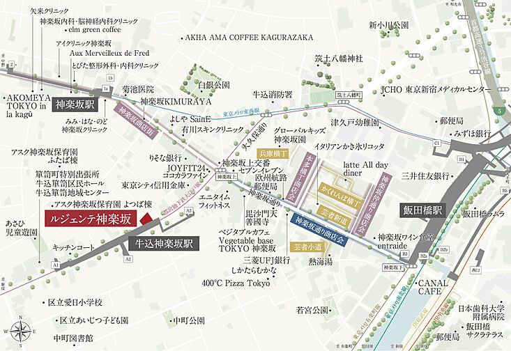 ルジェンテ神楽坂 現地案内図
