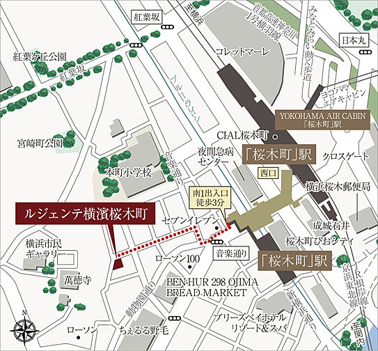 ルジェンテ横浜桜木町 現地案内図