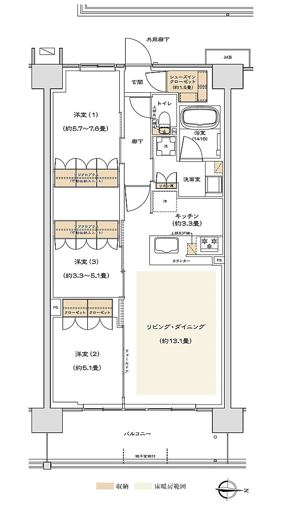 リーフィアレジデンス海老名ブライトガーデン 間取り 【第1期3】I