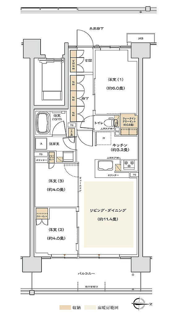 リーフィアレジデンス海老名ブライトガーデン 間取り 【先着順】B