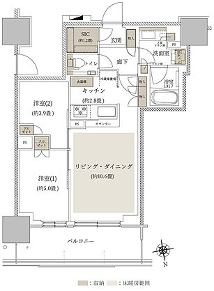 ルネタワー八王子 間取り 55A1