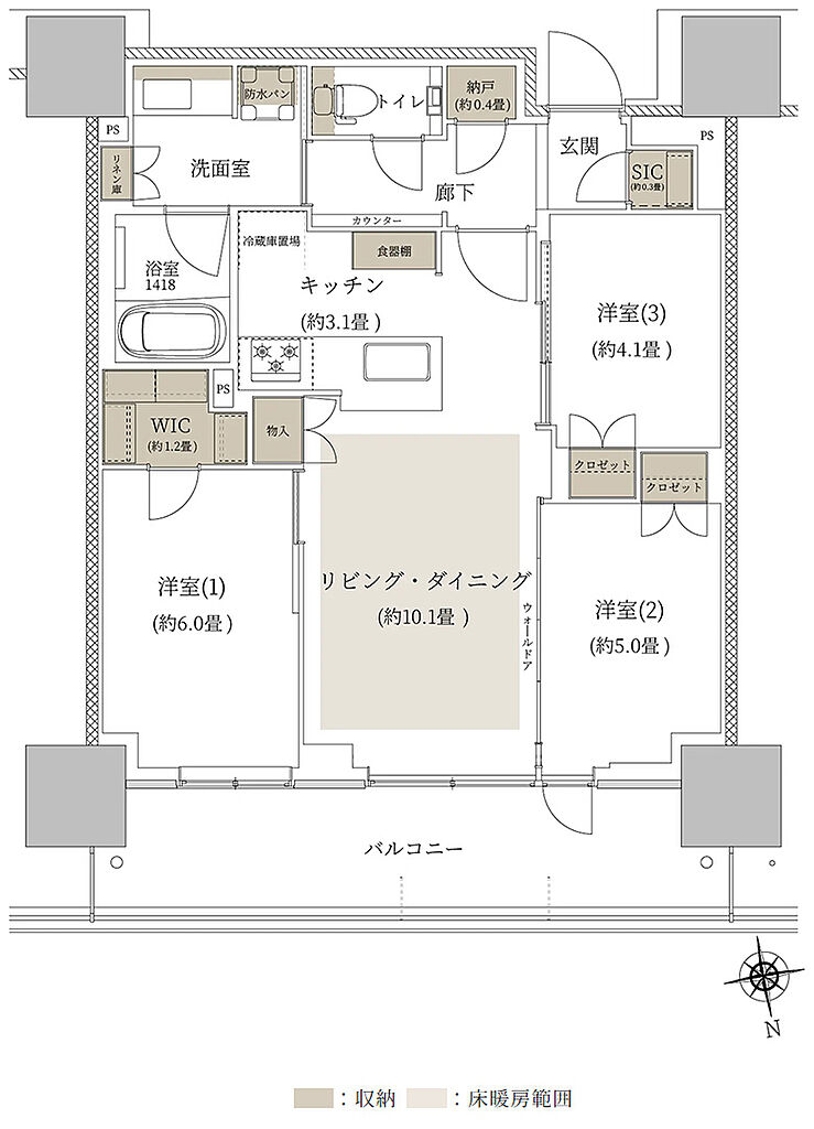 ルネタワー八王子 間取り 70D1