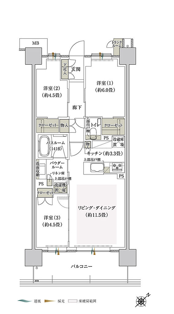 プレミスト鶴見花月総持寺ステーションフロント 間取り AH