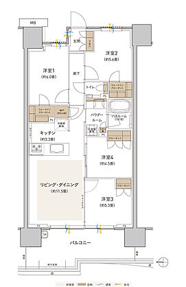 プレミストつくば研究学園 間取り AB