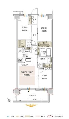サンクレイドル鶴見緑地公園 間取り D
