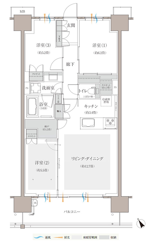 多摩川シーズンズ 間取り 【先着順】C38