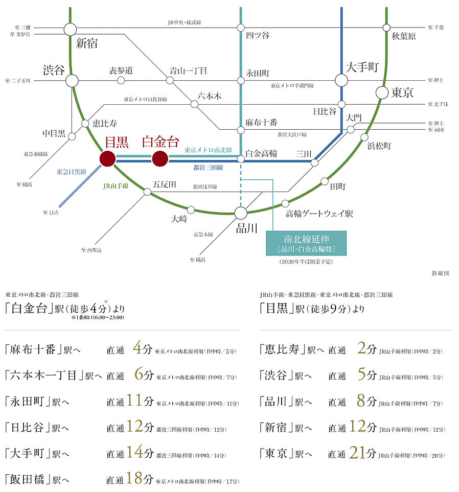 ピアース白金台パークフロント：交通図