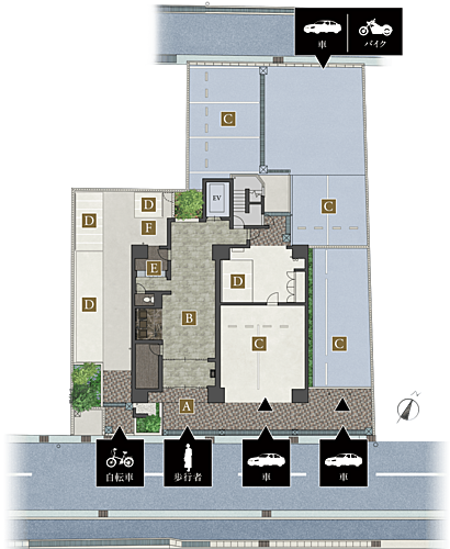 ワコーレ御影中町一丁目 敷地配置図・1階平面図イメージイラスト