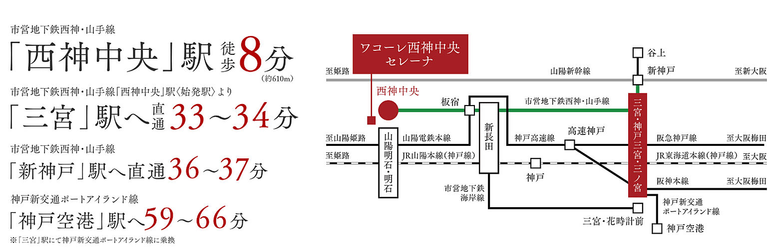 ワコーレ西神中央セレーナ アクセス図