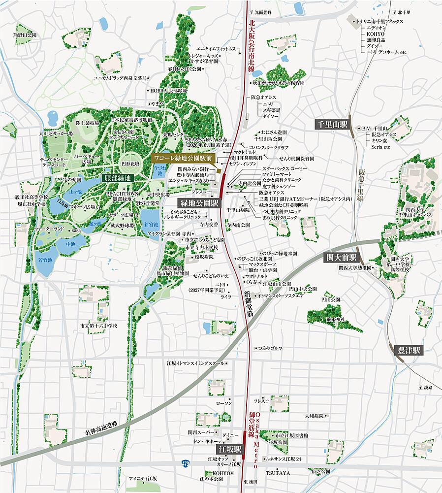 ワコーレ緑地公園駅前：案内図