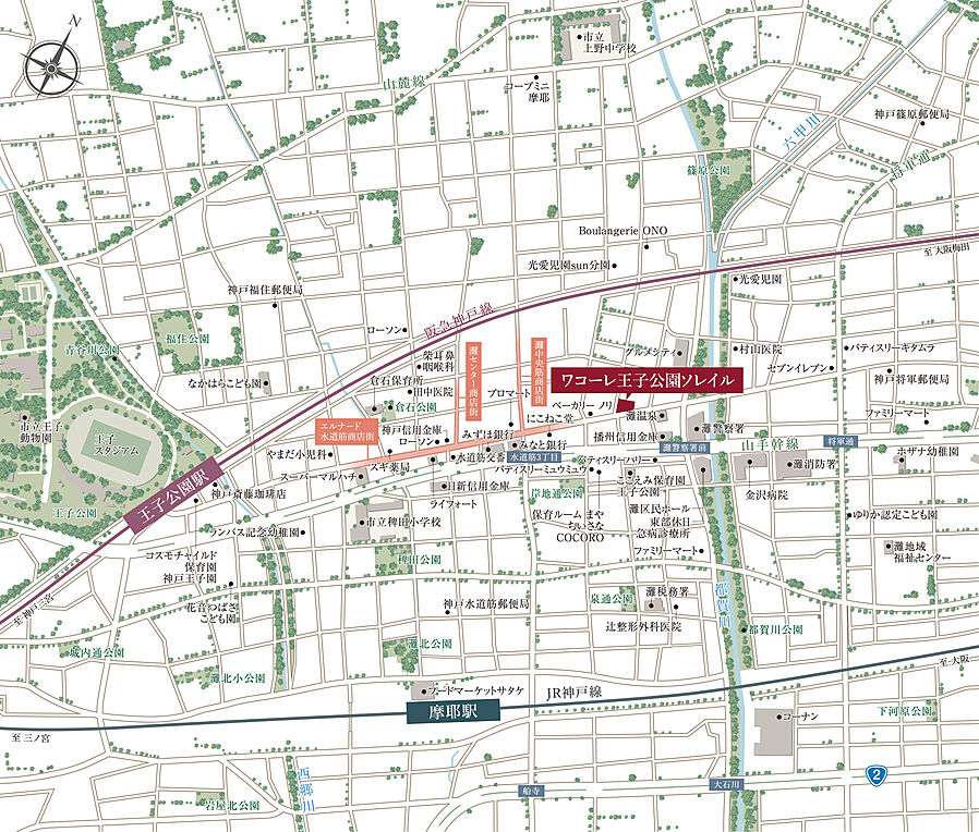 ワコーレ王子公園ソレイル：案内図