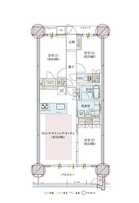 レ・ジェイドシティ千里藤白台 間取り W-D
