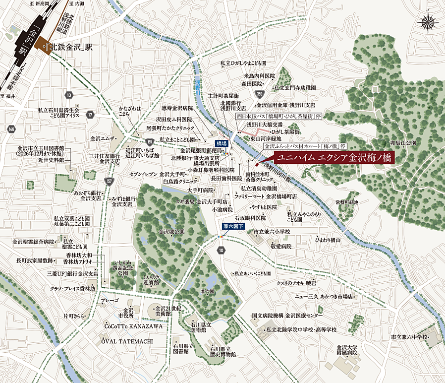 ユニハイム エクシア金沢梅ノ橋：案内図
