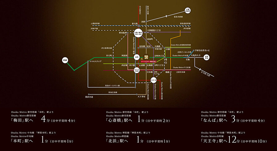 ローレルタワー堺筋本町：交通図